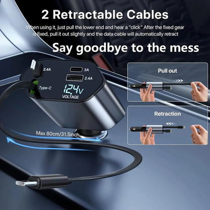 Cellmall car charger retractable cable - best car charger pakistan 2025