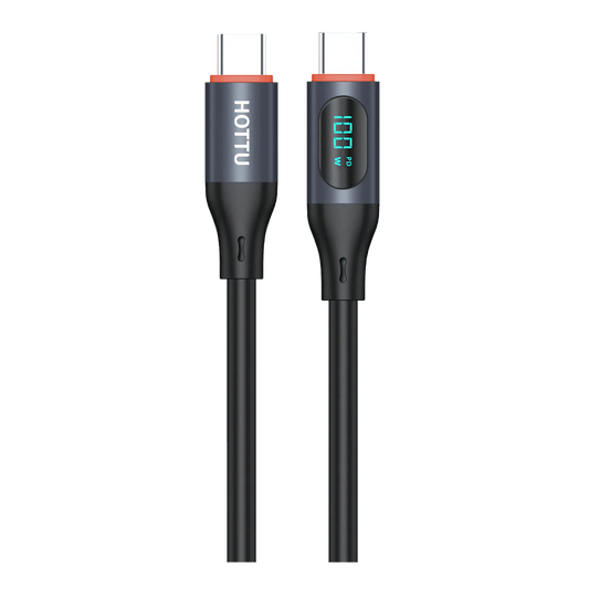 Hottu CTC31 100w Type C to Type C PD Digital Display Beautiful Design And Colour Black With 1 year replacement