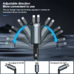 4-in-1 Fast Car Charger – Retractable with Built-in Type-C & Lightning Cables | For iPhone, Samsung, Xiaomi, Huawei – Cellmall.pk - Image 5