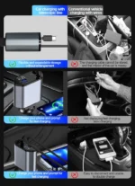 4-in-1 Fast Car Charger – Retractable with Built-in Type-C & Lightning Cables | For iPhone, Samsung, Xiaomi, Huawei – Cellmall.pk - Image 7