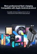 4-in-1 Fast Car Charger – Retractable with Built-in Type-C & Lightning Cables | For iPhone, Samsung, Xiaomi, Huawei – Cellmall.pk - Image 10