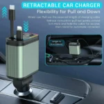 Cellmall 4-in-1 120W Retractable Fast Car Charger with RGB + Star Projector | Built-in Type-C & Lightning Cables | Dual Fast Charging - Image 9